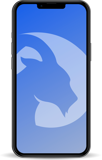 A smartphone with GOAT LEARNING logo inside its screen